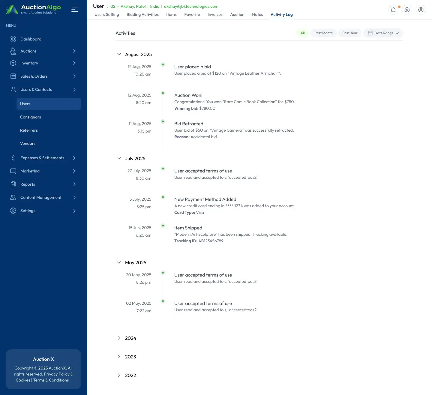 Auction room with bidders